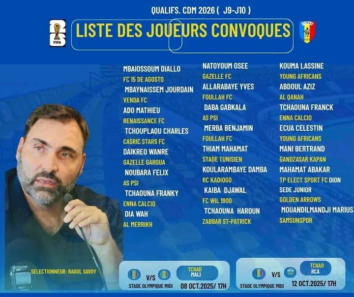 Les qualifications de la coupe du monde 2026 : Raoul Savoy dévoile sa liste pour affronter le Mali et la RCA
